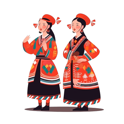 壮族三月三传统节日民族舞蹈插画