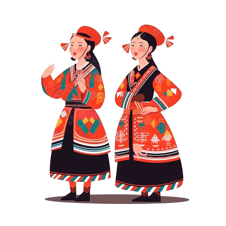 壮族三月三传统节日民族舞蹈插画