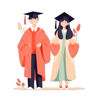 亚洲大学生毕业典礼插画设计图片