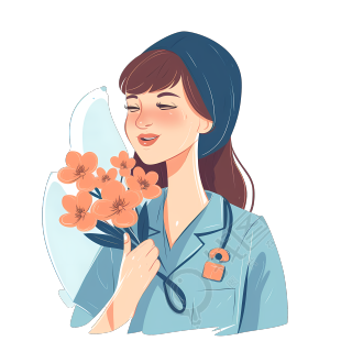 女护士手拿鲜花庆祝护士节素材