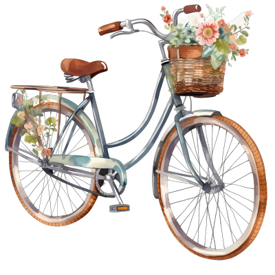 高清透明鲜花装饰自行车矢量图