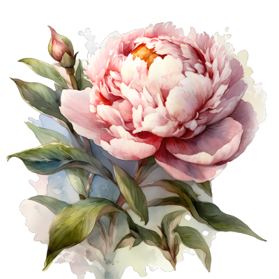 花团锦簇的粉色牡丹花插画