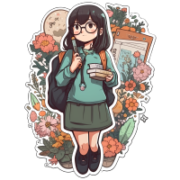 创意设计可爱女孩贴纸png素材