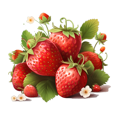 高清新鲜草莓插画PNG素材