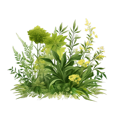 春意盎然的绿色植物插画PNG素材