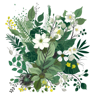 春意盎然的绿色植物插画PNG素材