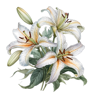 植物花卉百合插画设计元素