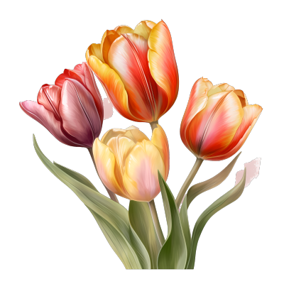 唯美郁金香鲜花花束PNG图形素材
