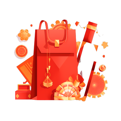 创意设计红色礼品袋png素材