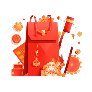创意设计红色礼品袋png素材