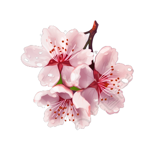 手绘绽放的唯美樱花花瓣素材