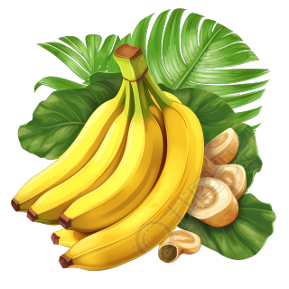 新鲜水果香蕉插画PNG素材