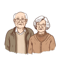 头发花白的老人PNG矢量插画设计