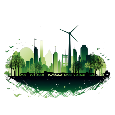 绿色城镇环保插画PNG素材