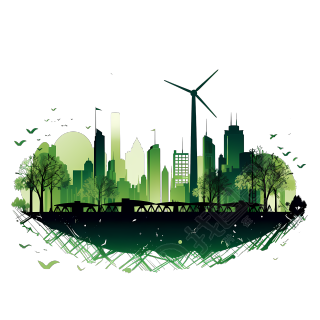 绿色城镇环保插画PNG素材