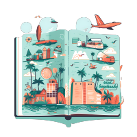 手绘旅游景点指南矢量插画