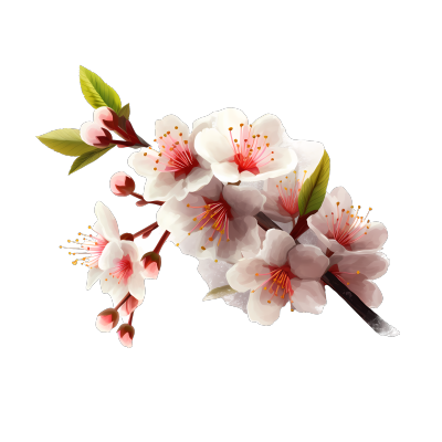 唯美白色樱花可商用透明素材