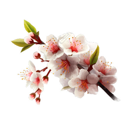 唯美白色樱花可商用透明素材