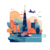 五一黄金周度假旅游插画