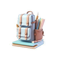 清新淡雅系列3D图形学生背包及书籍