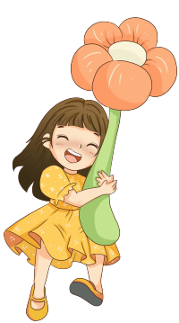 可爱小女孩抱着小花玩具素材