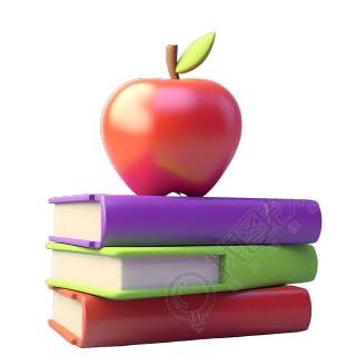 软色彩苹果书堆PNG图形素材