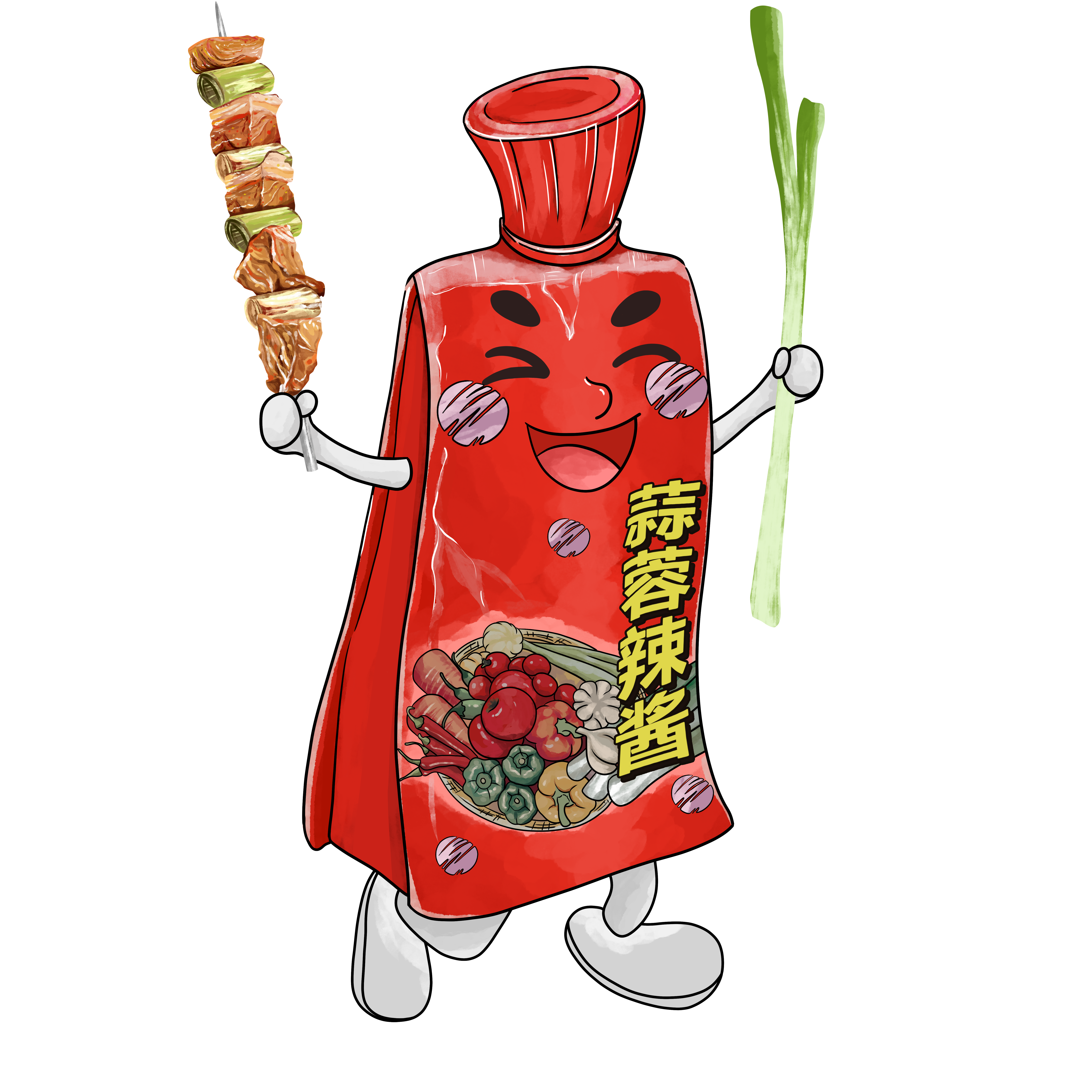 淄博烧烤手绘蒜蓉辣酱商用素材
