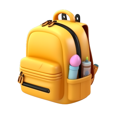 软糖色调3D学生背包商用PNG素材