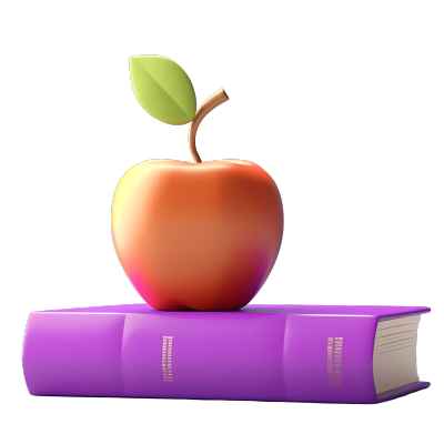 可商用紫色书本和苹果插画