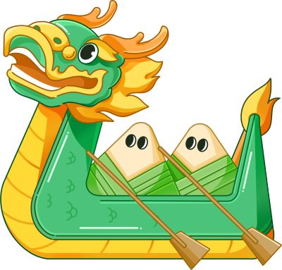 划龙舟的卡通可爱粽子手绘插画