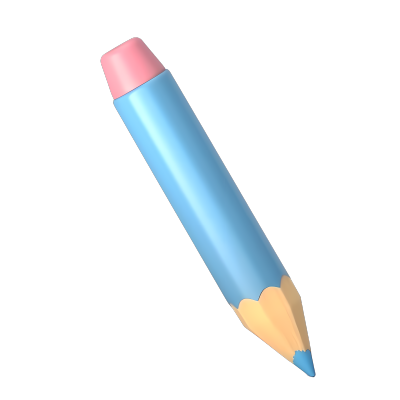 蓝色绘画铅笔3D图形设计元素