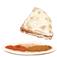 美味的淄博小饼蘸酱料png素材