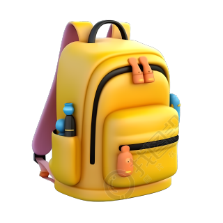 软萌粉色黄色学生背包3D模型素材