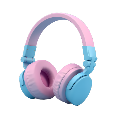 粉蓝色渐变无线耳机png素材