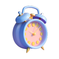 柔和粉蓝色闹钟3D素材PNG
