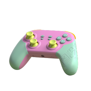 粉绿色卡通3D游戏机插画素材