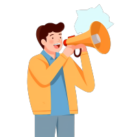 手持扬声器招聘的男生插画素材