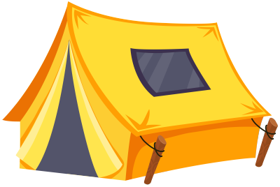 手绘户外露营黄色帐篷插画