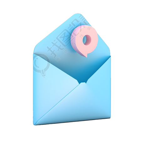 3D粉色对话框蓝色信封素材