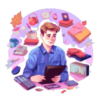 手绘男生网络社交插画素材