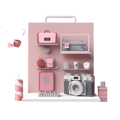 应用商店粉色小型装饰品插画