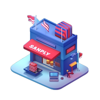 3D立体街边小店插画png素材