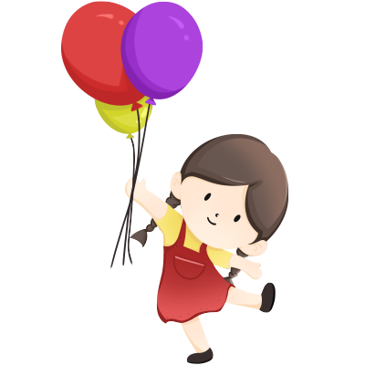 拿彩色气球玩耍的小女孩素材