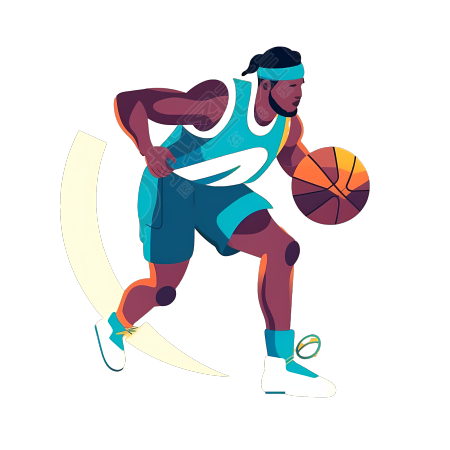 穿运动服的篮球运动员矢量插画