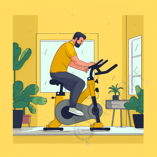 黄色系正在健身的男人插画