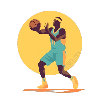 正在打篮球的运动员手绘插画