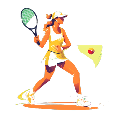 健康肤色的网球少女插画