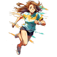 开心奔跑的运动女孩动漫插画