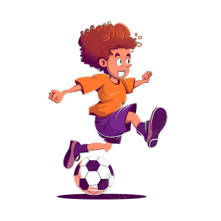 卡通男孩踢足球透明PNG素材