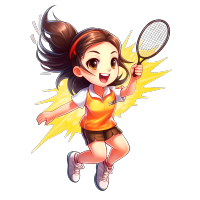 开心的小女孩正在打羽毛球插画素材